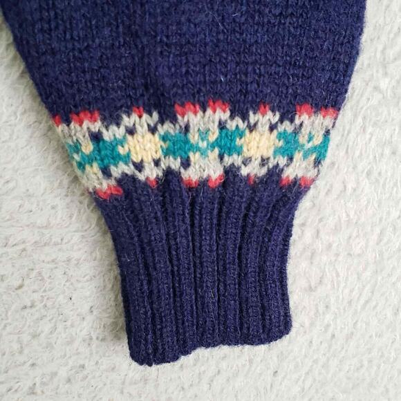 Vintage Point of View Sweater Shetland Wool Knit Navy Blue Long Sleeve Size 38 - Picture 5 of 10